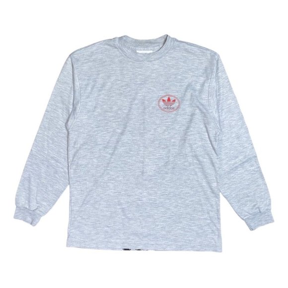 Vintage 80s Adidas Trefoil 3 Stripes Big Logo LongslT Shirt Gray Mens Medium - Picture 2 of 9